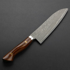 Open image in slideshow, &quot;SHIGEKI TANAKA&quot; Gyuto (Chef&#39;s Knife) Powdered HSS R2 Damascus with Ironwood Handle, 240mm
