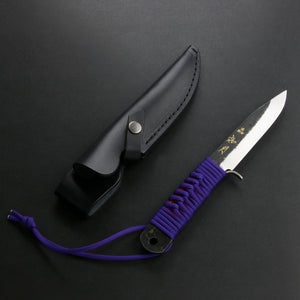 Open image in slideshow, &#39;KISARAGI&#39; Japanese Outdoor Knife Aogami Steel no.2, 120~165mm with Leather Case
