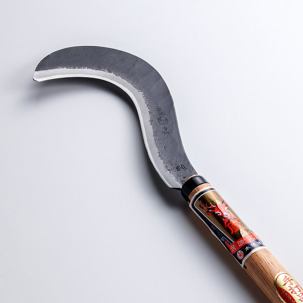 HONMAMON "OJIKA" Scythe Long Handle Double-Bevel Aogami Steel Blade Forestry Japan Tools 31.9inch