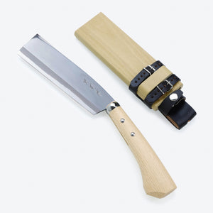 Open image in slideshow, HONMAMON &quot;AZUMASYUSAKU&quot; Polished Japanese Hatchet / Machete 165mm-240mm for Left Hander, Aogami Steel Single Bevel (NATA)
