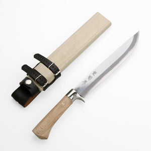 Open image in slideshow, &quot;AZUMASYUSAKU&quot; Polished Japanese Hunting Knife Aogami Steel no.2, 180mm~210mm Medium length Outdoor knife
