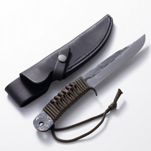 Open image in slideshow, HONMAMON Japanese Hunting knife Aogami Steel, 120mm~210mm Outdoor knife With Genuine Leather Case
