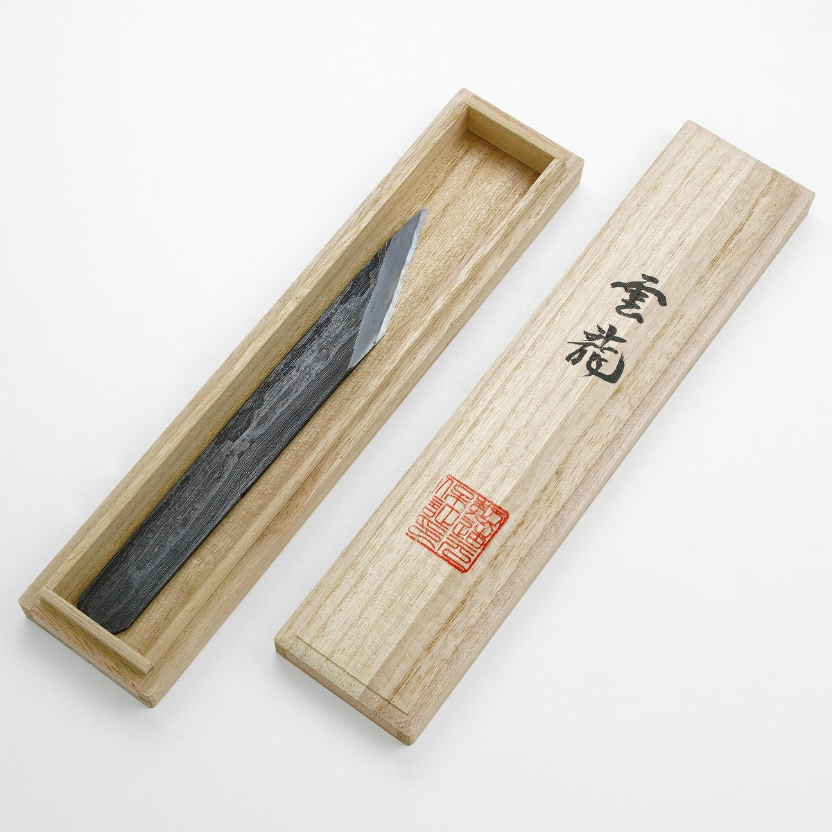 "UNRYU" Kiridashi small knife, aogami steel no.1 forged old iron, wood grain finish