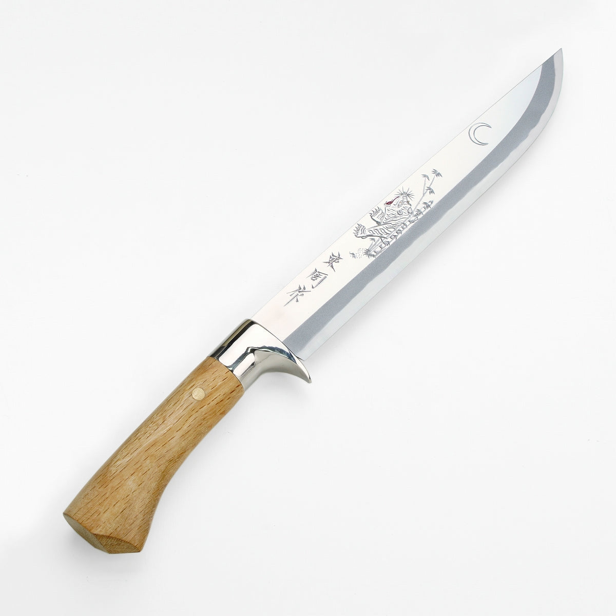 HONMAMON "AZUMASYUSAKU" Hunting Knife with Carving of Tiger 240mm Japanese Outdoor Knife