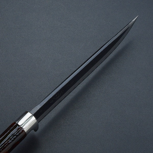 "AZUMASYUSAKU" Kurouchi Ranba(Wave Edge) Aogami Steel Hunting Knife