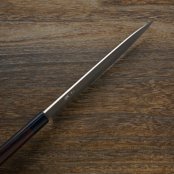 "SHIGEKATSU" Yanagiba (Sashimi Knife) Shirogami No.2 Laminated Damascus shinogi handle