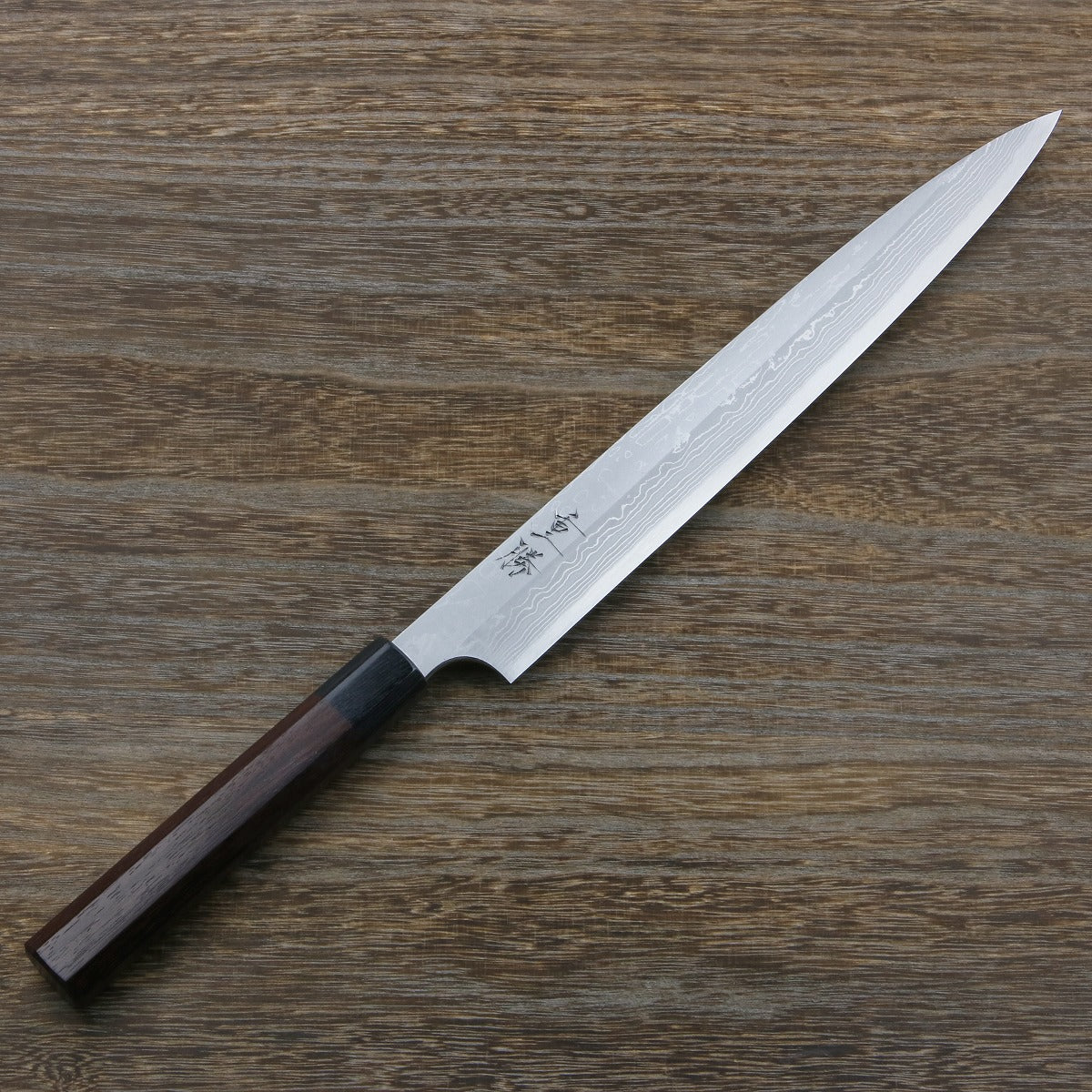 "SHIGEKATSU" Yanagiba (Sashimi Knife) Shirogami No.2 Laminated Damascus, Octagonal Handle 300mm