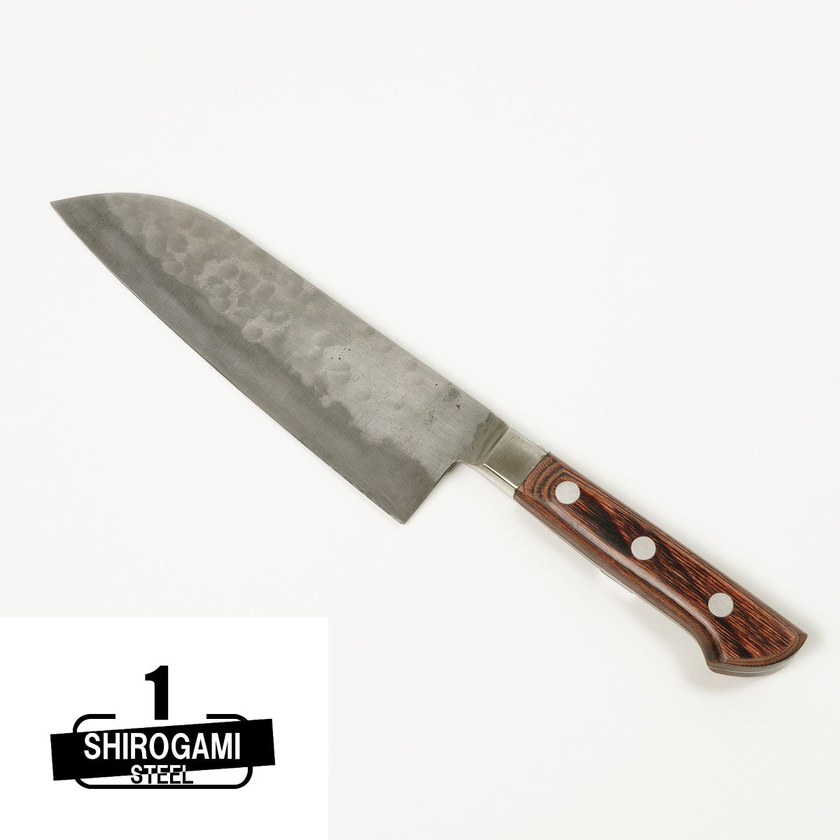 "TOHKO" Santoku (Multi-Purpose Knife) Shirogami Steel with Hammered patten,180mm