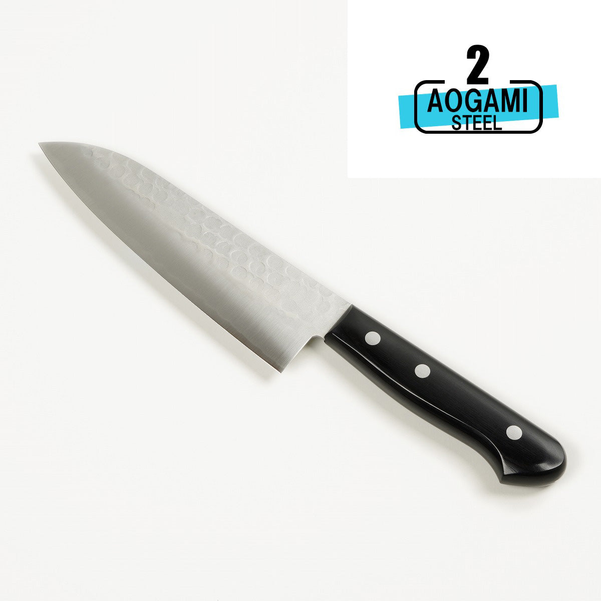 HONMAMON Santoku (Multi-Purpose Knife) Aogami Steel, Satin Finish Surface, 170mm