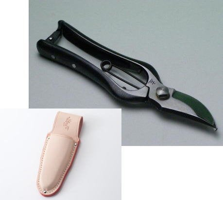 ONOYOSHI Pruning Shears 200mm(abt 7.9") For Left-Hander with 'HANAKUMAGAWA' Leather Case, Handmade Gardening Scissors