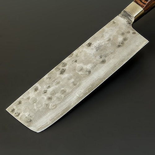 "TOHKO" Nakiri (Vegetable Knife) Shirogami Steel No.1 with Hammered patten, 165mm