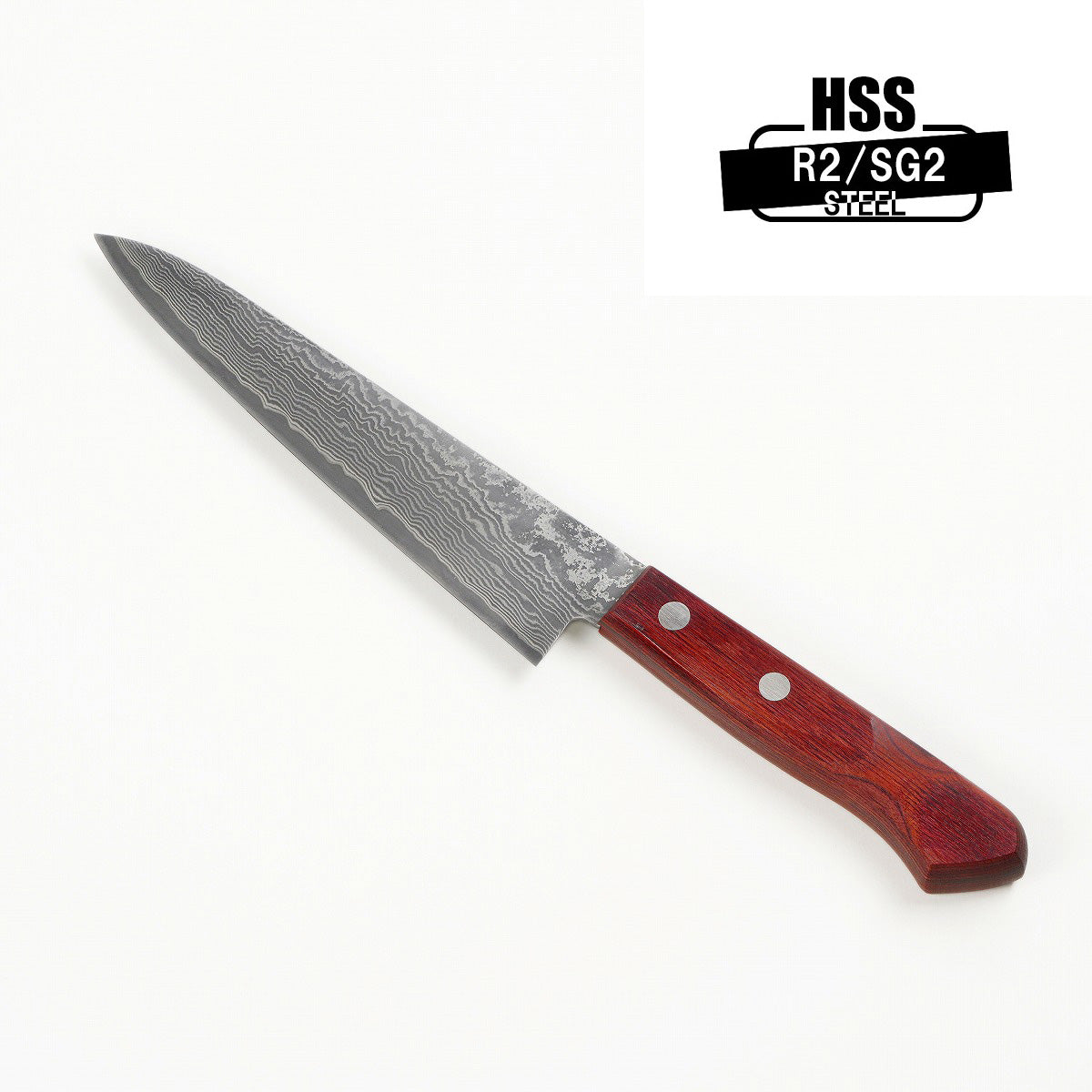 "HONMAMON" Petty (Utility Knife) Powdered HSS Damascus, 155mm