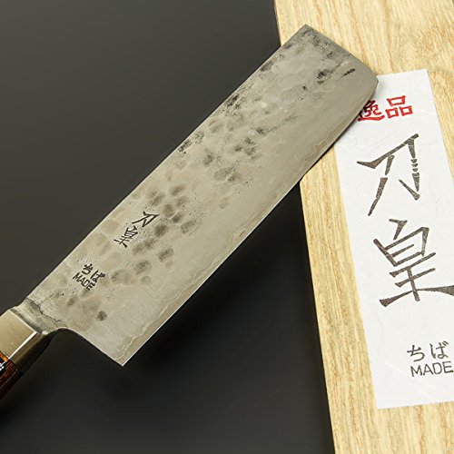 "TOHKO" Nakiri (Vegetable Knife) Shirogami Steel No.1 with Hammered patten, 165mm