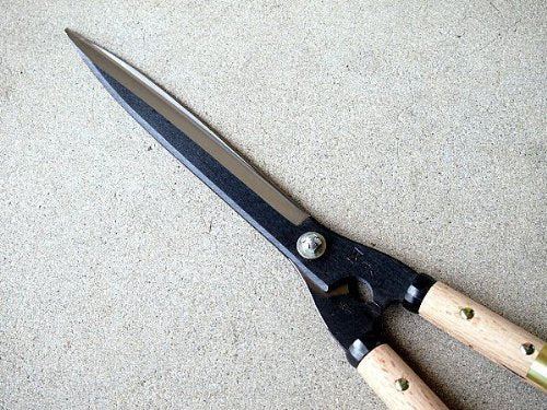 "SAHO" Hedge/Gardening Shears 270mm(10.6"), with Short Wooden Handle, Aogami Steel, Japan