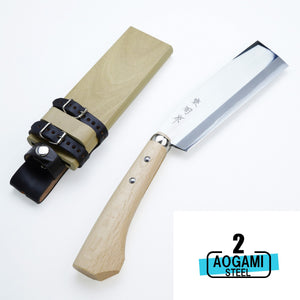 Open image in slideshow, &quot;AZUMASYUSAKU&quot; Top Level Polished Japanese Hatchet / Machete Aogami Steel, 120mm~240mm Double edge (NATA)
