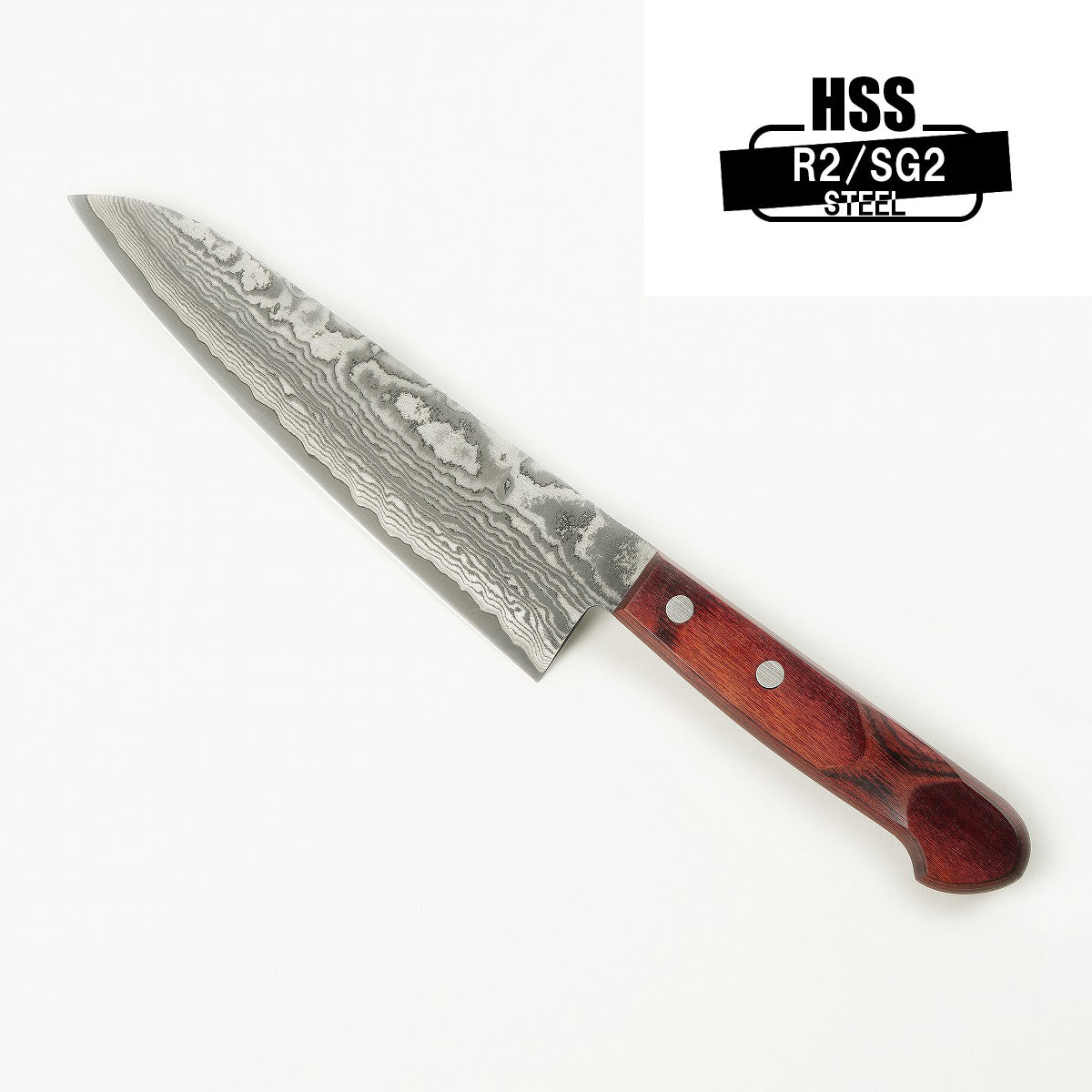 "HONMAMON" Gyuto (Chef's Knife) Powdered HSS R2 Damascus, 180mm