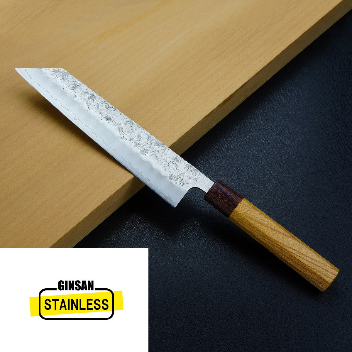 "HONMAMON" Kiritsuke Gyuto (Chef’s Knife) Ginsan Stainless Steel Nashiji, 210mm