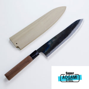 Open image in slideshow, &quot;KIYOKANE&quot; Gyuto Kurouchi (Chef&#39;s Knife) Aogami Super Steel with Wooden Case, 210mm~240mm

