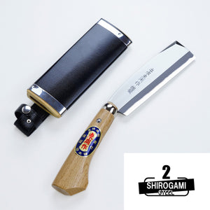 Open image in slideshow, AZUMASYUSAKU Handmade Polished Hatchet with Original Case, Shirogami Steel, 150mm~240mm Double Bevel
