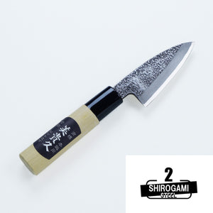 Open image in slideshow, &quot;MIKIHISA&quot; Deba (Butcher Knife) Hammered Pattern Shirogami steel no.2, 75mm~120mm Single Bevel
