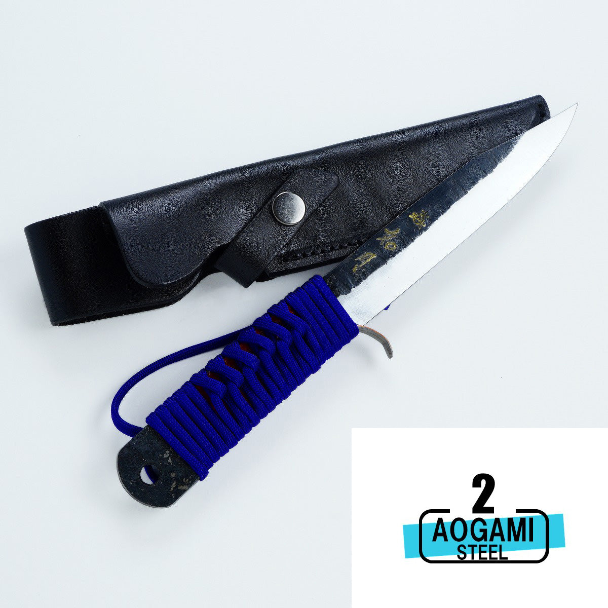 'KISARAGI' Japanese Outdoor Knife Aogami Steel no.2, 120~165mm with Leather Case