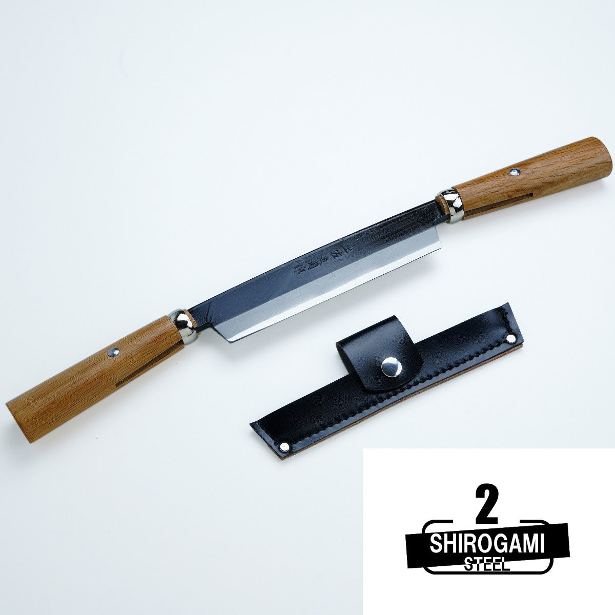 HONMAMON "AZUMASYUSAKU" Kawahagi (Streight Blade Double- Handed for Barking Trees), Blade Edge : Shirogami Steel (Large) 150mm