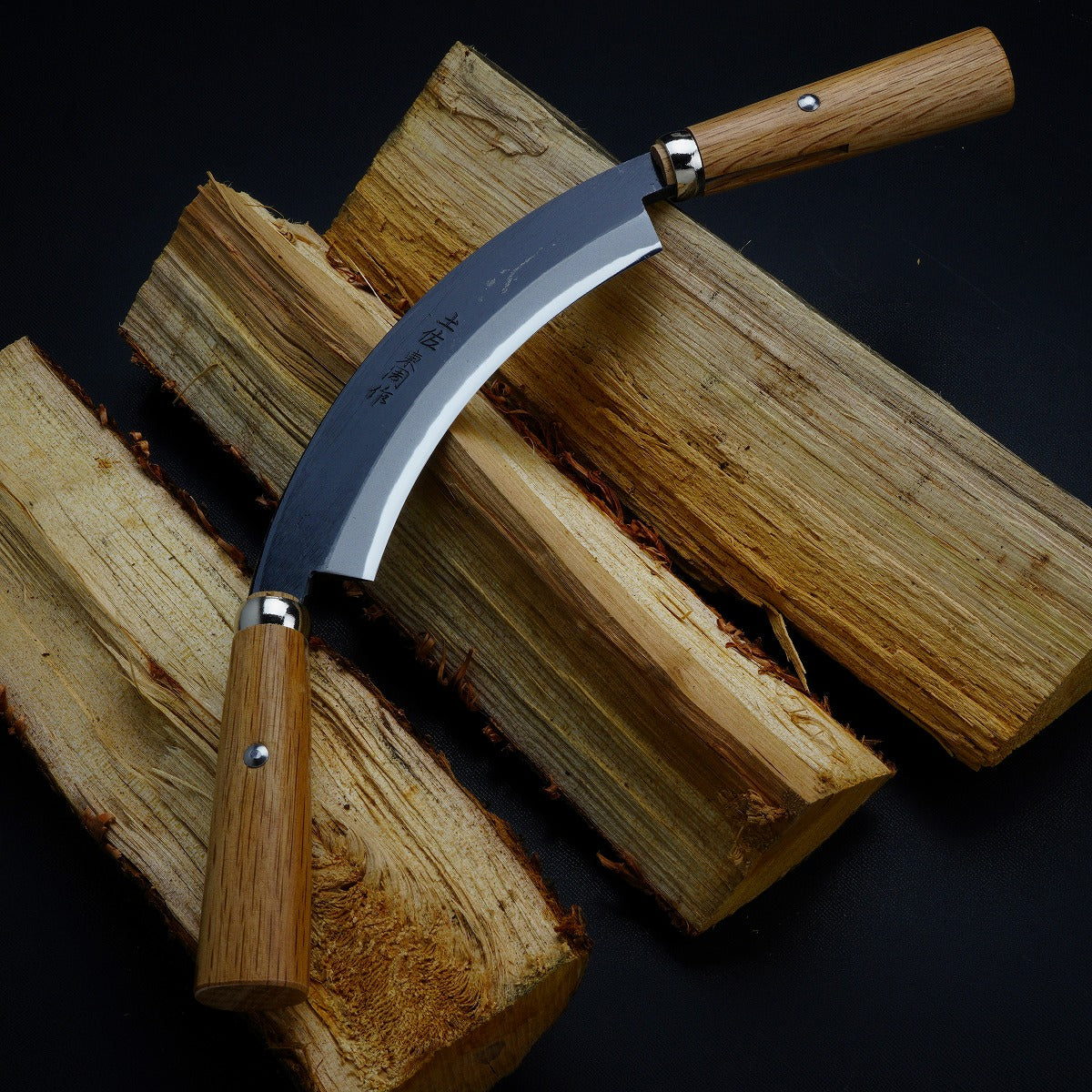 HONMAMON "AZUMASYUSAKU" Kawahagi (Curving Blade Double- Handed for Barking Trees), Blade Edge : Shirogami Steel (Large) 150mm(5.9")