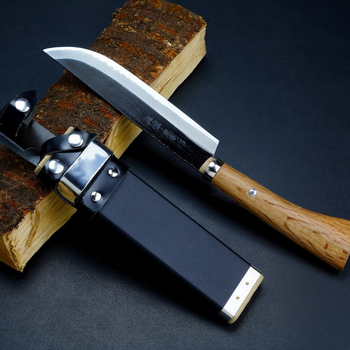 HONMAMON "AZUMASYUSAKU" Hatchet (Outdoor Knife) 180mm (abt 7.1 Inch) without Handguard, with Original Sheath