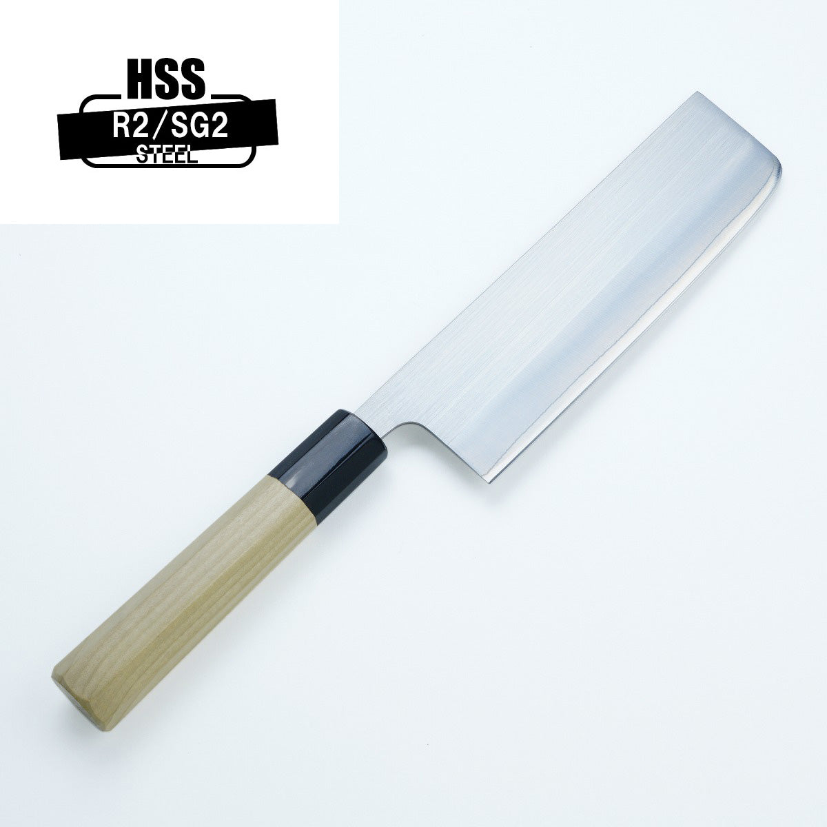 "HONMAMON"  Nakiri (Vegetable Knife) R2 Steel with Buffalo Octagon Handle, 165mm